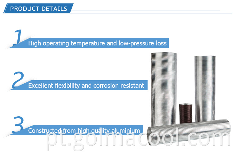 Sistema HVAC personalizado Instalação rápida DUCT FLEXIBLE DE ALUMUMURO SEMI RÍCIDO